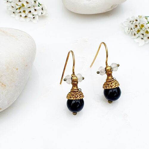 Black onyx drop Earrings (SN063)