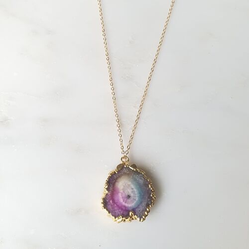 Rainbow Solar Quartz Pendant Necklace (SN086)