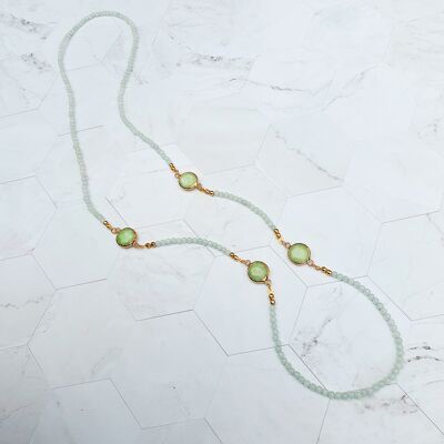 Collana con perline acqua chiaro/giada verde (SN087)