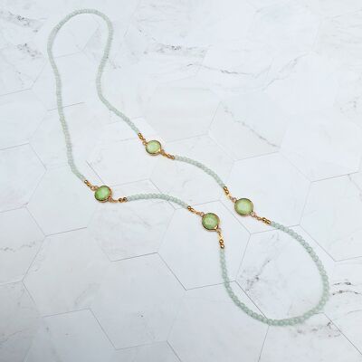 Collier de perles de jade vert/aqua clair (SN087)