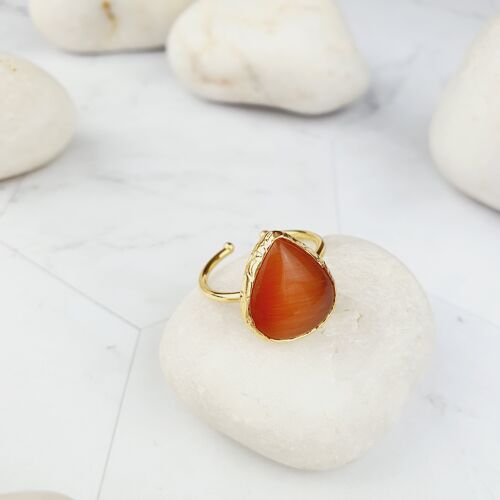 Saira Teardrop Orange cat's eye ring (SN095)