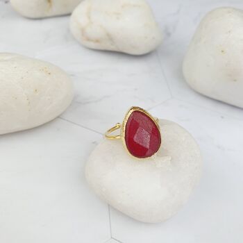 Bague Jade rouge Saira Teardrop (SN099) 1