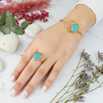 Ensemble bracelet et bague Saira Oval Turquoise (SN102) 3