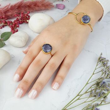 Bague Saira ronde en agate violet foncé (SN106) 2