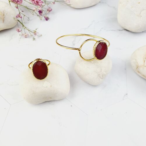 Saira Oval Ruby Bangle and Ring Set (SN118)