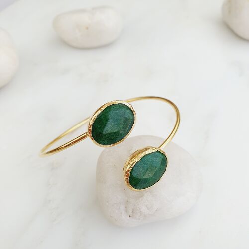 Kayla Double Green Agate Bangle (SN128)