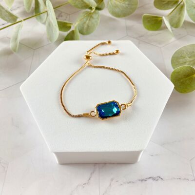 Bracciale con rialzo in cristallo - Azzurro (SN149)