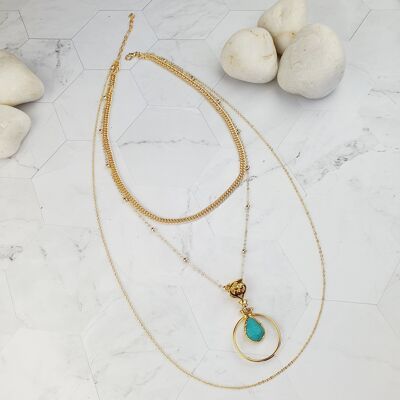 Saira Teardrop Turquoise layered Necklace (SN153)