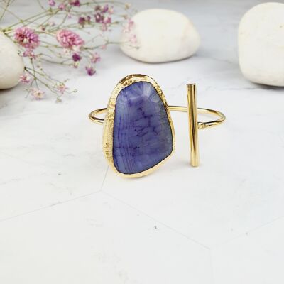 Zara Bracciale rigido in agata sardonice viola (SN157)