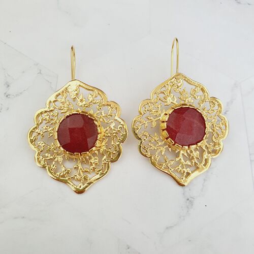 Sultan Red Jade  Earrings (SN159)