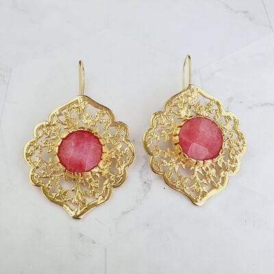 Sultan Pink Jade  Earrings (SN161)