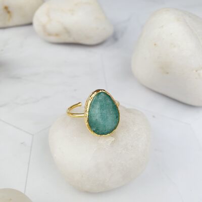 Bague en jade aigue-marine en forme de larme Saira (SN172)