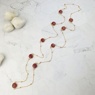 Collana a catena in giada rossa (SN175)