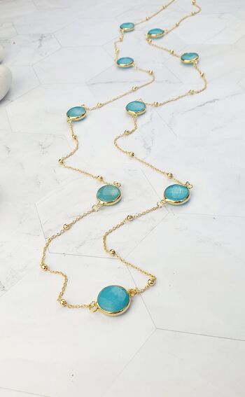 Collier chaîne Jade bleu clair (SN176) 2