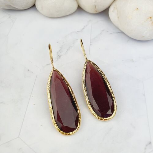 Louiza Aubergine Cat's Eye Earrings (SN178)