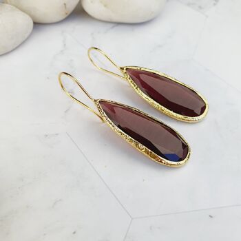 Boucles d'Oreilles Oeil de Chat Aubergine Louiza (SN178) 2