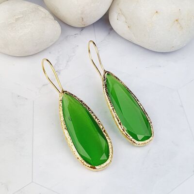 Boucles d'oreilles Louiza Green Cat's Eye (SN182)