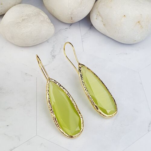 Louiza Lime Green Cat's Eye Earrings (SN184)