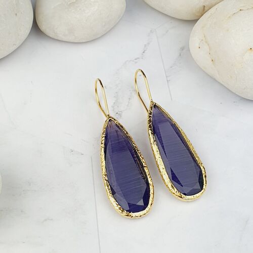 Louiza Purple Cat's Eye Earrings (SN185)