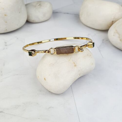 Asma white  agate and Crystal  Bangle (SN191)