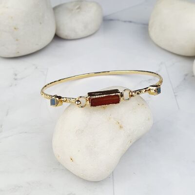 Brazalete Asma de ágata marrón y cristal (SN192)