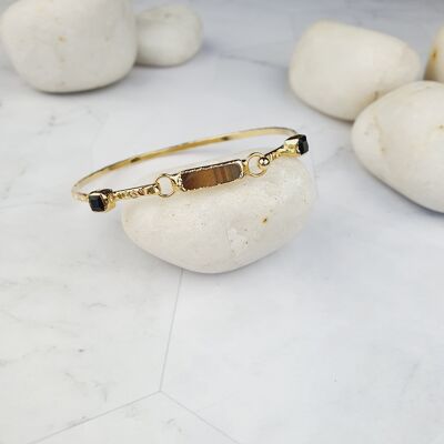 Asma Tiger's eye and black  Crystal  Bangle (SN195)