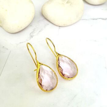 Boucles d'Oreilles Quartz Rose (SN201) 1