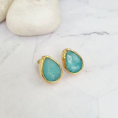 Teardrop Aqua Jade Ohrstecker (SN204)