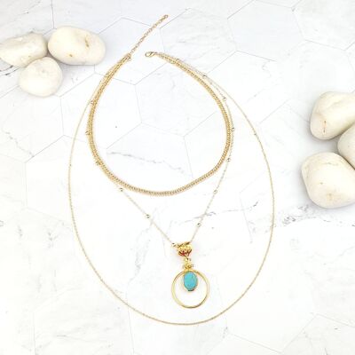 Saira Oval Turquoise layered Necklace (SN212)