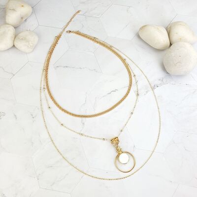 Collier en couches de nacre ronde Saira (SN219)