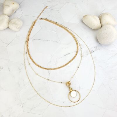 Saira Round Mother of Pearl layered Necklace (SN219)