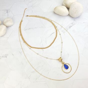 Collier superposé Saira Teardrop Blue Cat's eye (SN220) 3