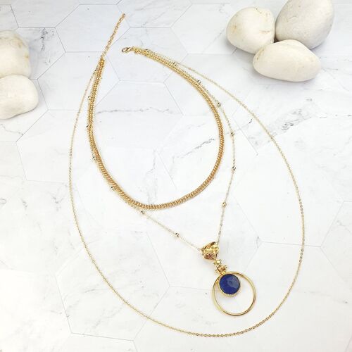Saira Teardrop Blue Jade layered Necklace (SN225)