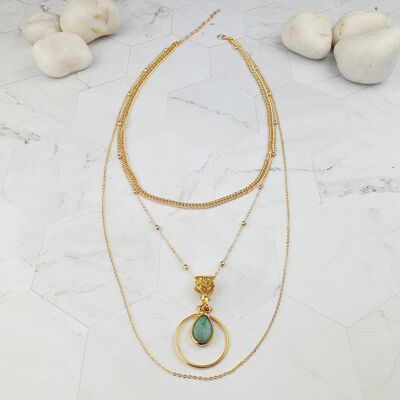 Saira Teardrop Aquamarine Jade layered Necklace (SN226)