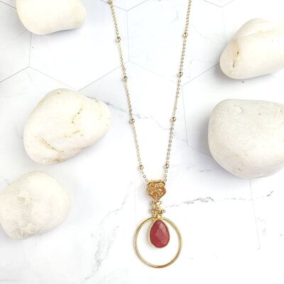 Sufia Teardrop Red Jade Anhänger Halskette (SN238)