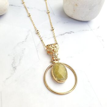 Collier pendentif en jade jaune ovale Sufia (SN261) 4