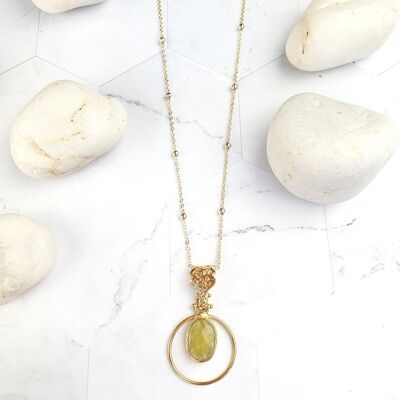 Collier pendentif en jade jaune ovale Sufia (SN262)