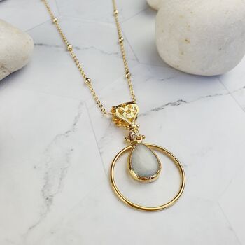 Collier pendentif en jade blanc Sufia Dark Teardrop (SN273) 4