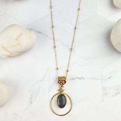 Sufia Dark Charcoal Grey Jade Pendant Necklace (SN277)