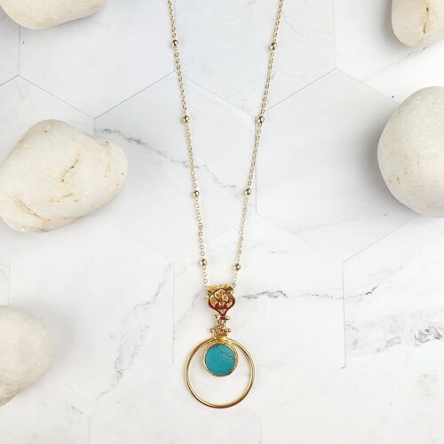 Sufia Round Turquoise Pendant Necklace (SN295)