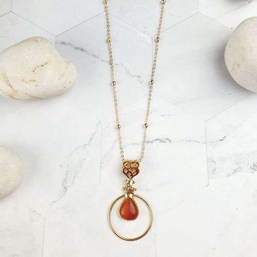 Sufia Orange Cat's eye Pendant Necklace (SN306)