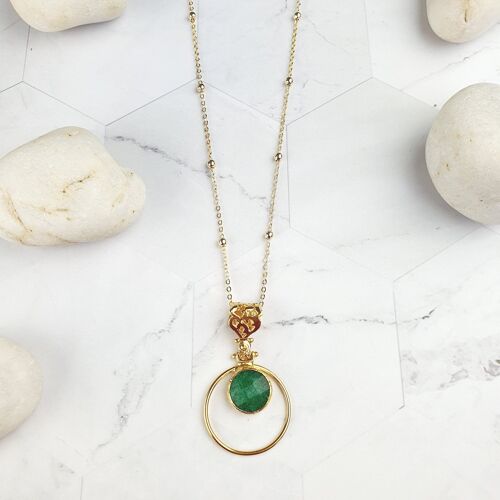 Sufia Round Emerald Jade Pendant Necklace (SN309)