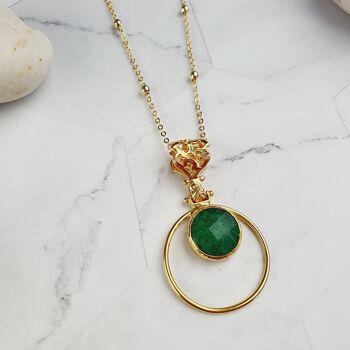 Collier pendentif rond en jade émeraude Sufia (SN309) 4