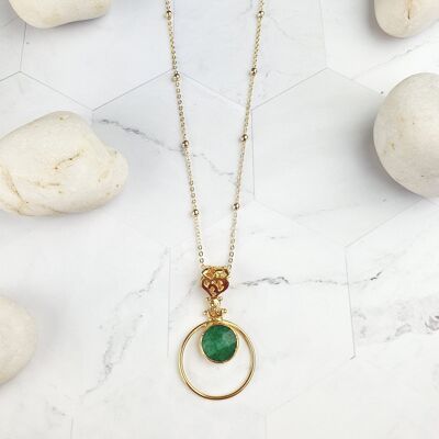 Sufia Round Emerald Jade Pendant Necklace (SN310)