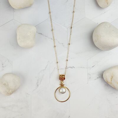 Sufia Round Fresh water Pearl Pendant Necklace (SN318)