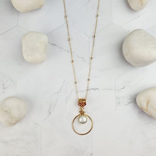 Sufia Round Fresh water Pearl Pendant Necklace (SN322)