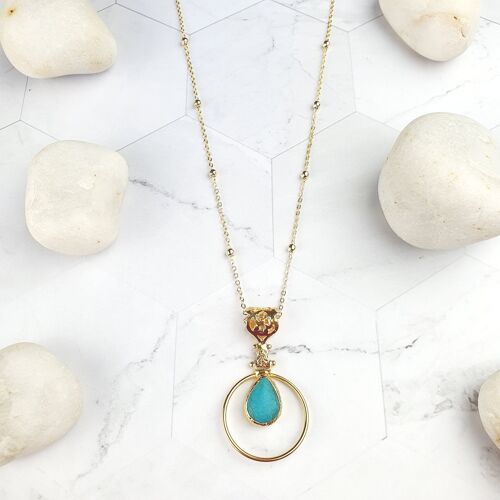 Sufia Teardrop Turquoise Pendant Necklace (SN370)