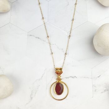 Collier pendentif en jade rouge ovale Sufia (SN374) 1