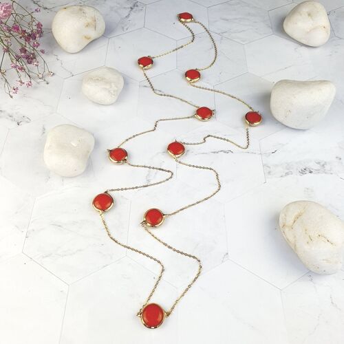 Orange agate chain necklace (SN389)