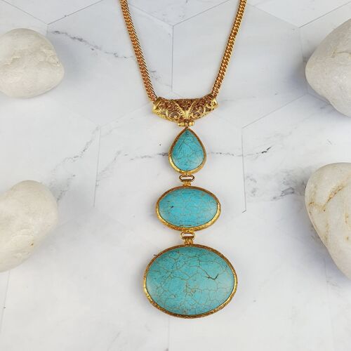 3 stone Turquoise necklace (SN391)